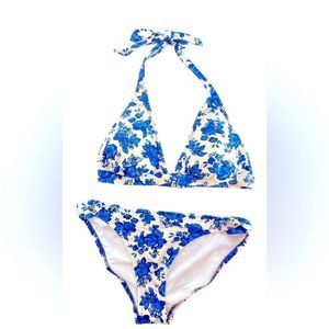 Blue and white bikini size 6